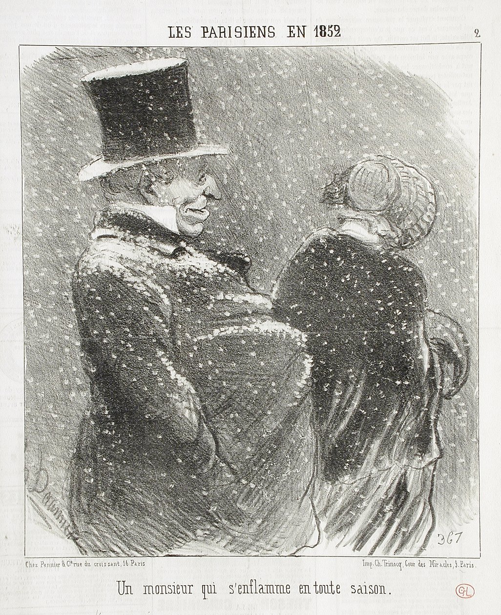 Een heer die vlam vat... door Honoré Daumier