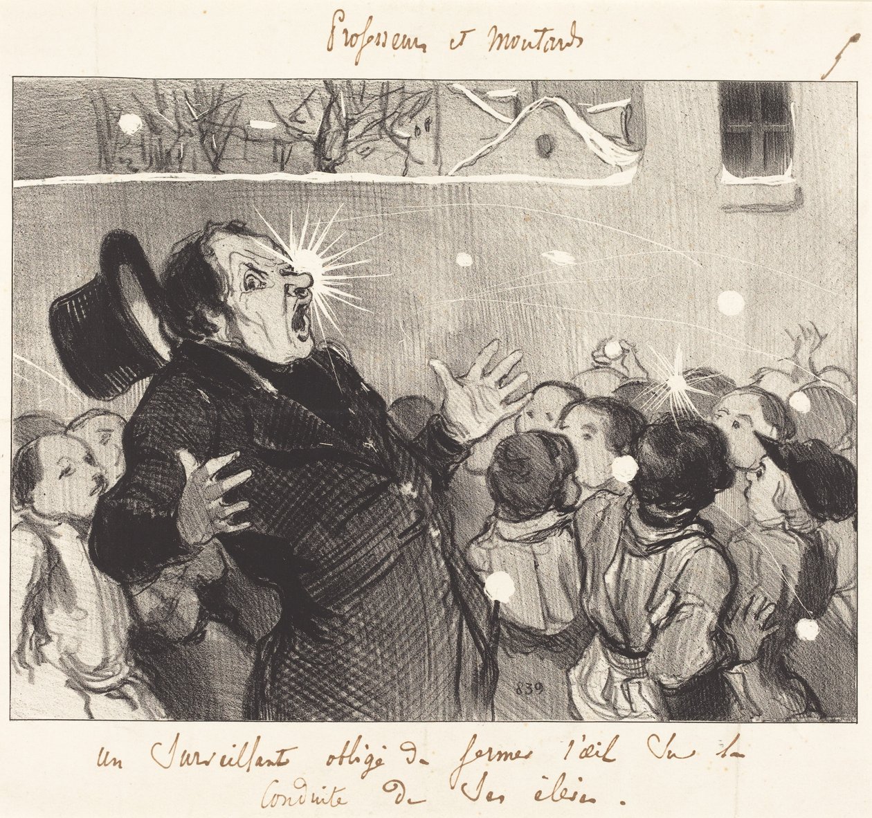 Een Toezichthouder die een Oog Moet Sluiten... door Honoré Daumier