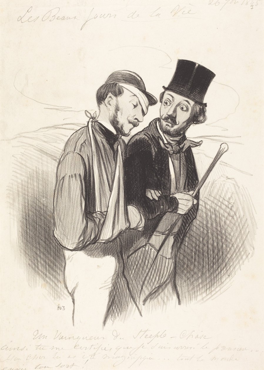 Een winnaar van de steeplechase door Honoré Daumier