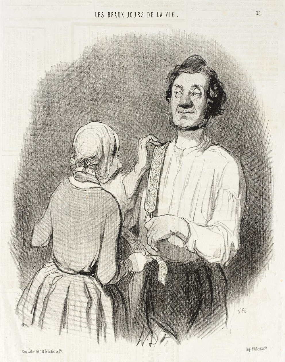 Een dag van feest en bretels. door Honoré Daumier