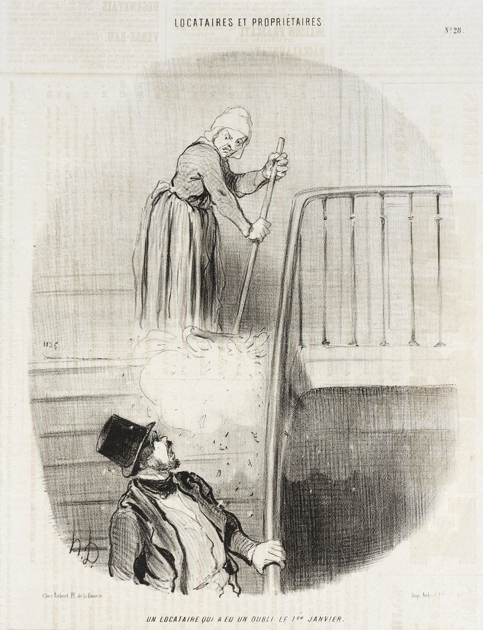 Een huurder die op 1 januari iets vergeten is door Honoré Daumier