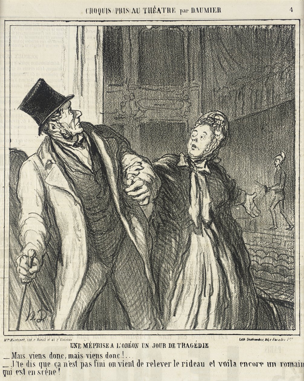 Een vergissing in het Odéon... door Honoré Daumier