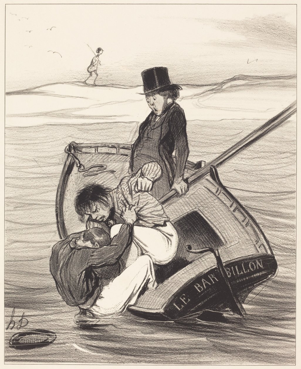 Een opstand aan boord door Honoré Daumier