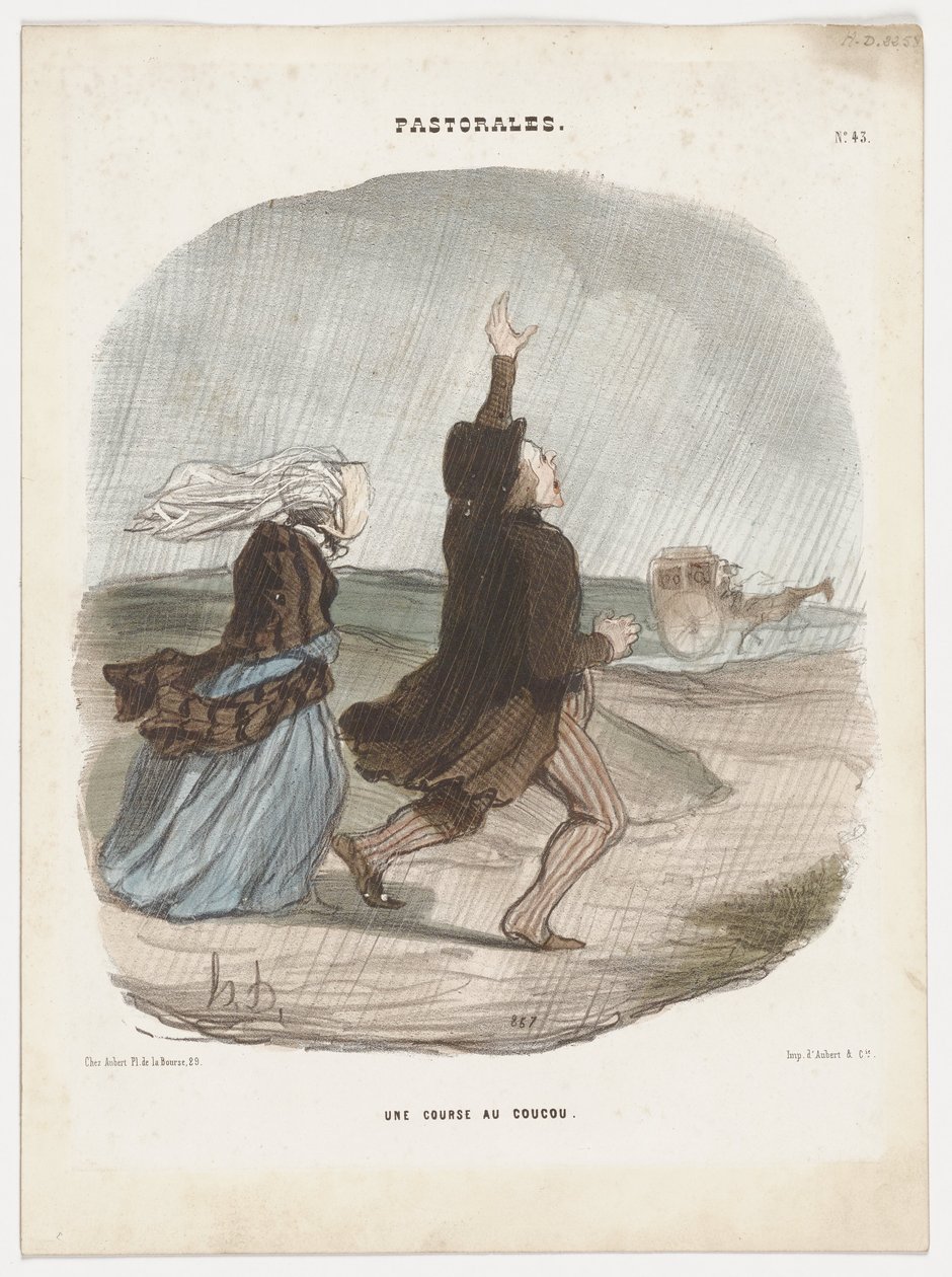 Een koekoekrace. (Pastorales nr. 43) door Honoré Daumier