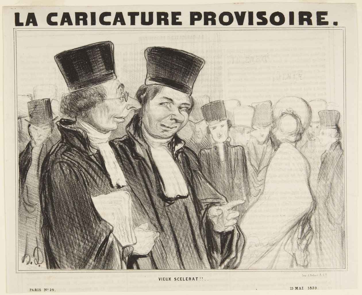 Oude schurk!..., nummer 29 uit de serie „Types Parisiens” uit La Caricature Provisoire door Honoré Daumier