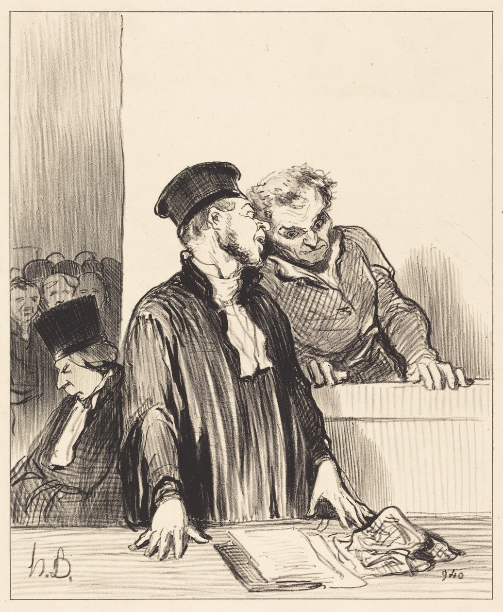 Hier is het Openbaar Ministerie dat u een aantal... onaangename... dingen vertelt... door Honoré Daumier