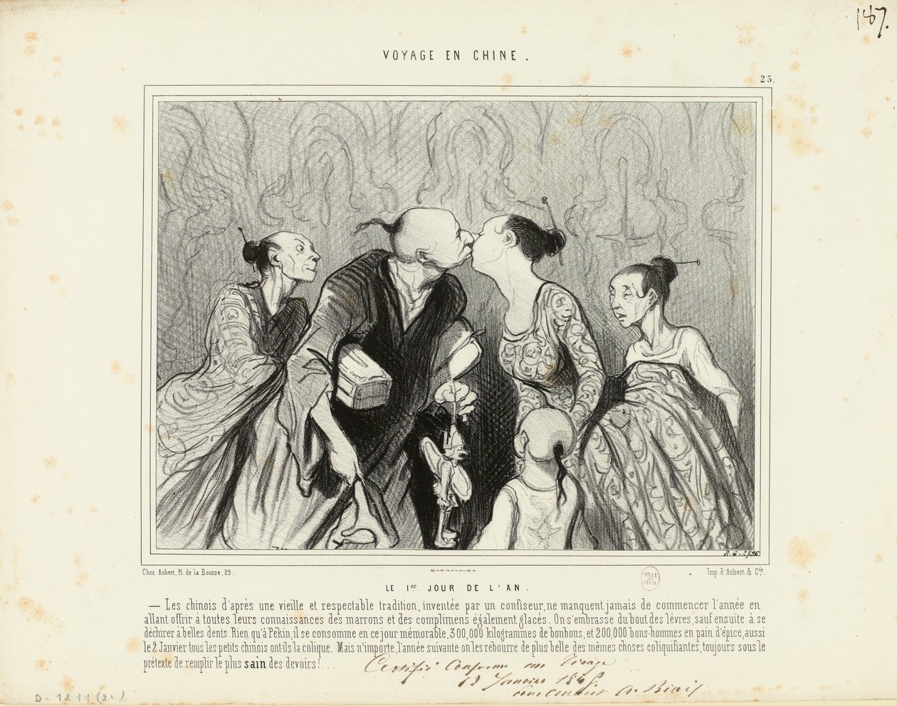Reis naar China nr. 25: Nieuwjaarsdag. – De Chinezen volgens een oude en eerbiedwaardige traditie... door Honoré Daumier