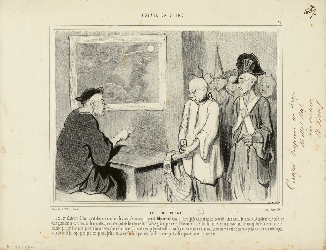 Reise nach China Nr. 31: Das Strafgesetzbuch. Die chinesischen Gesetzgeber haben beschlossen, dass alle Angeklagten... door Honoré Daumier