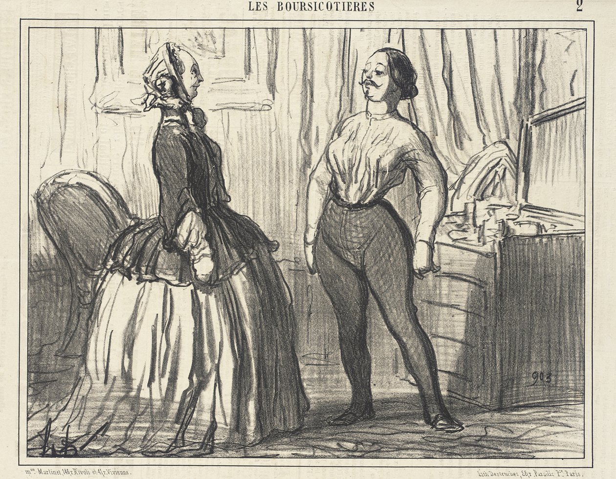 Eens kijken... Zie ik er zo mannelijk genoeg uit? door Honoré Daumier