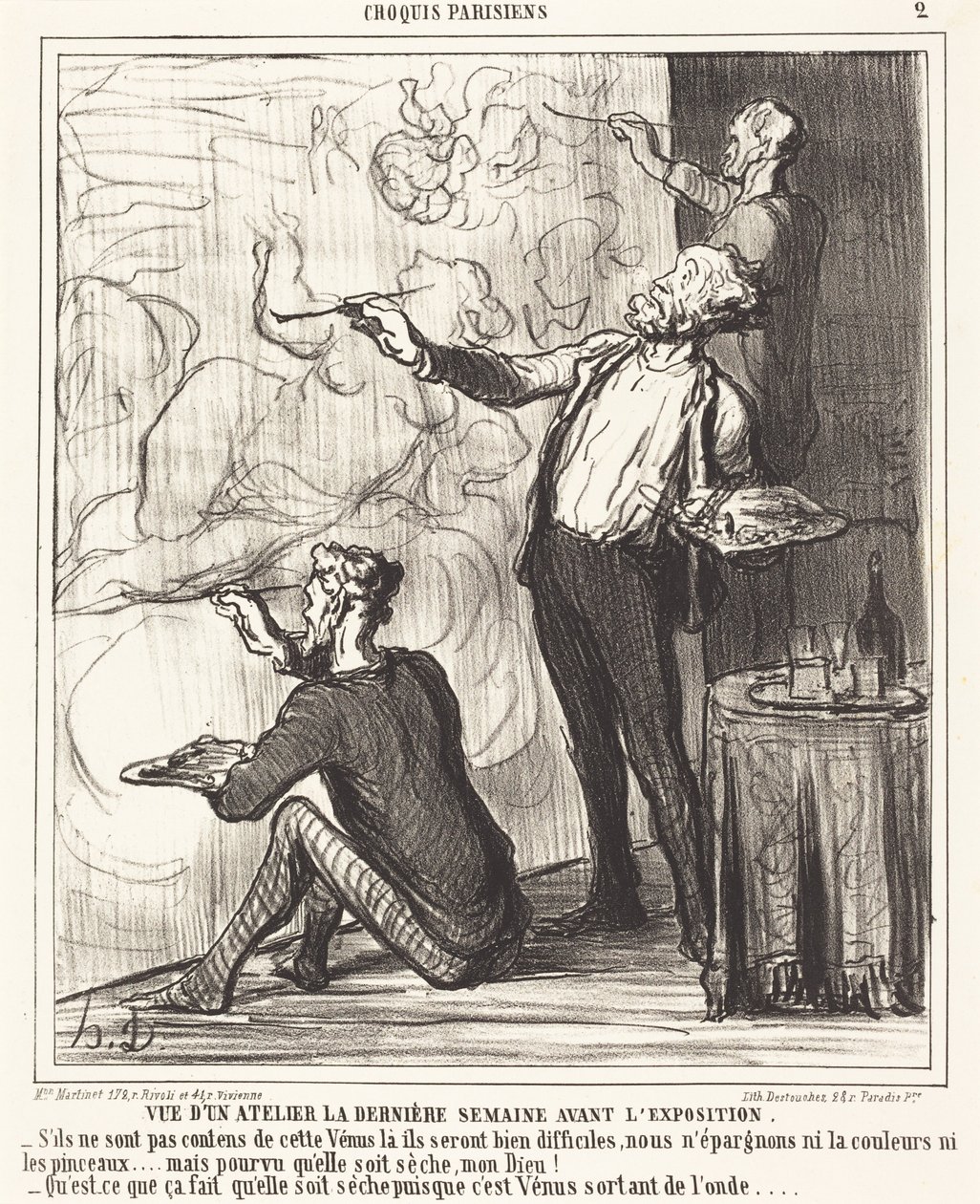 Een blik in een atelier... vóór de tentoonstelling door Honoré Daumier