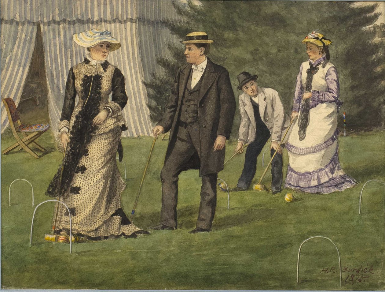 Het croquetspel, 1875 door Horace Robbin Burdick