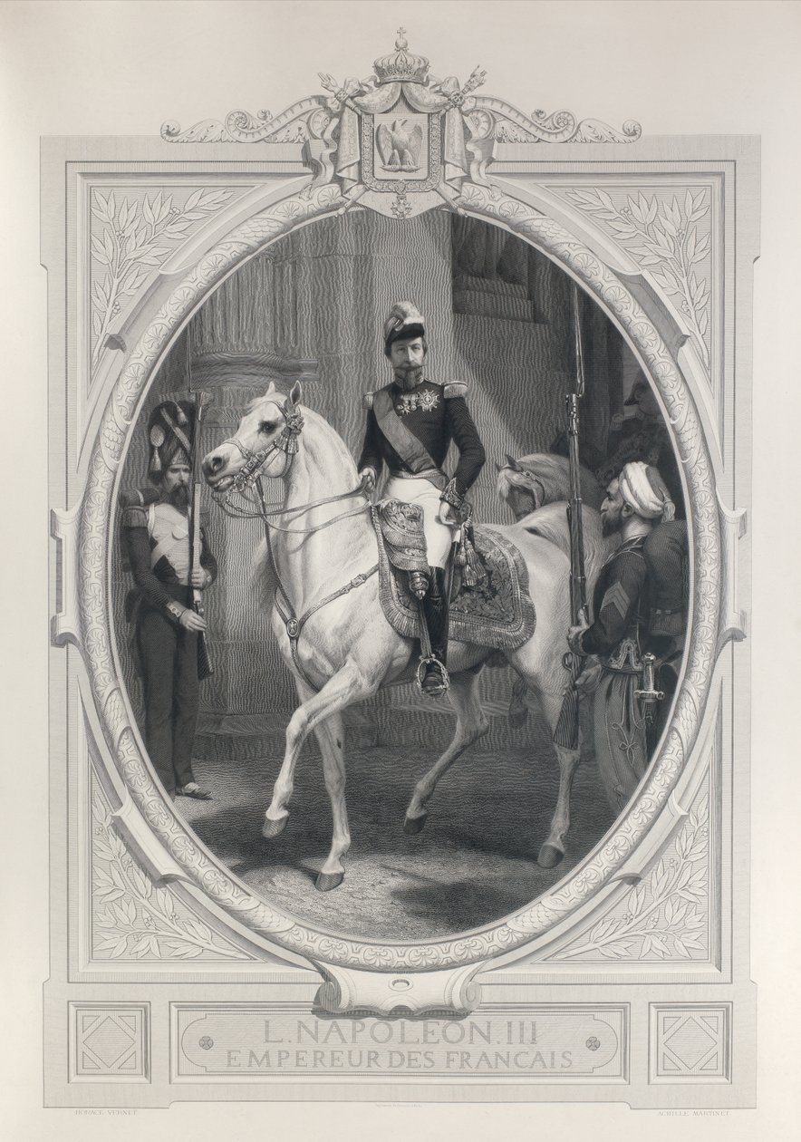 Paardenportret van Napoleon 3 door Horace Vernet