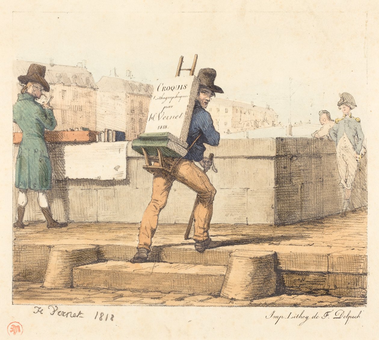 Frontispice voor de portfolio „Croquis Lithographiques par H. Vernet“ door Horace Vernet