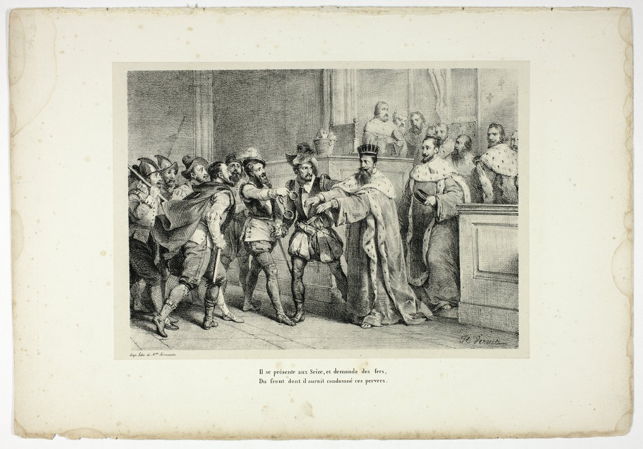 Hij gaat naar de Zestien en vraagt om strijkijzers... door Horace Vernet