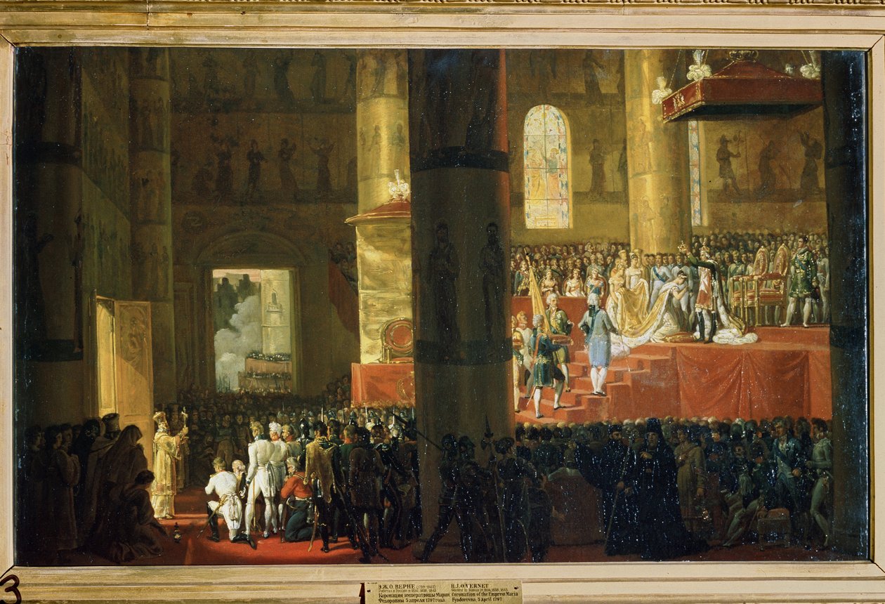 De kroning van keizerin Maria Feodorovna op 5 april 1797 (detail) door Emile Jean Horace Vernet