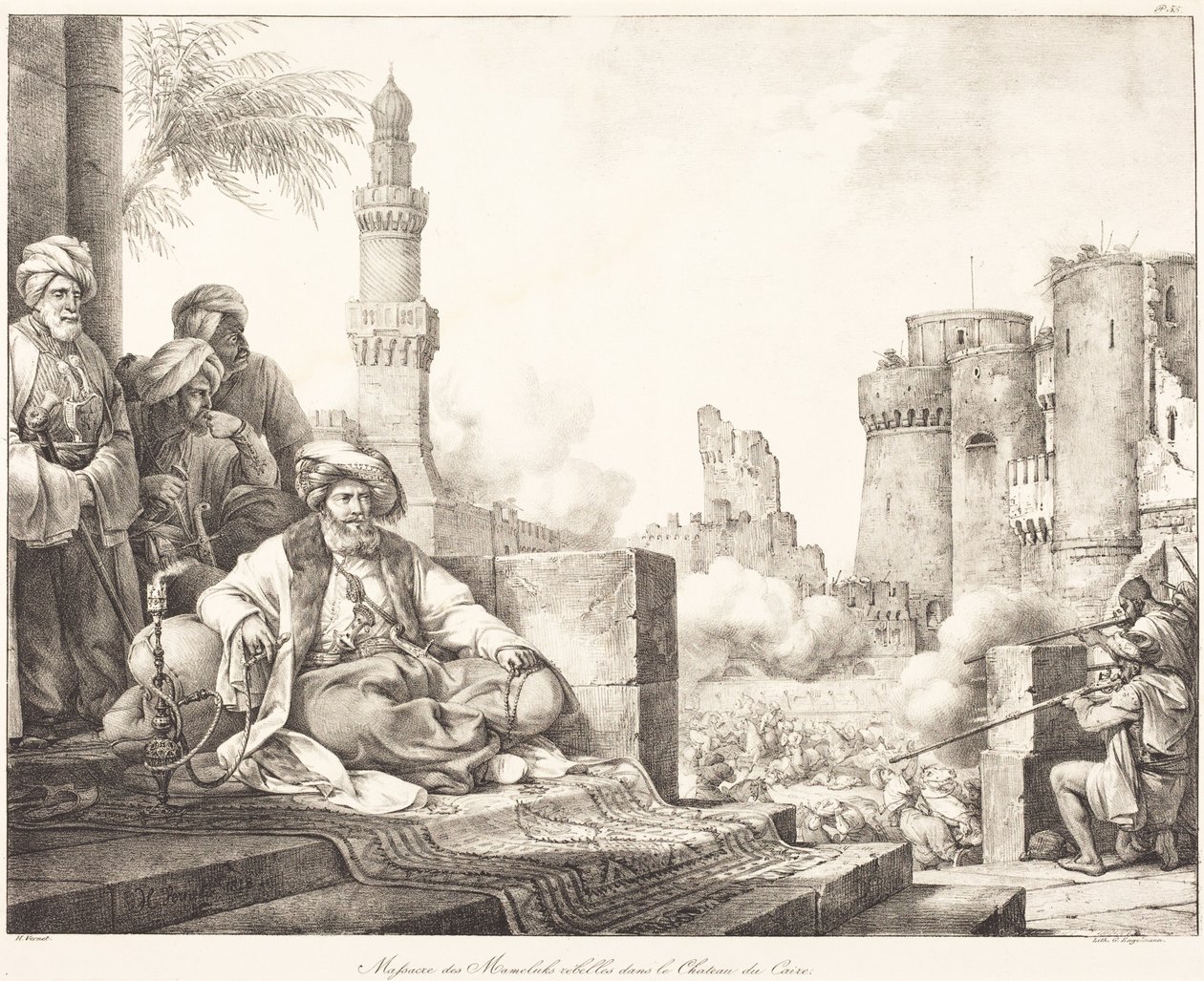 Bloedbad onder de opstandige Mamelukken in het kasteel van Caïro door Horace Vernet