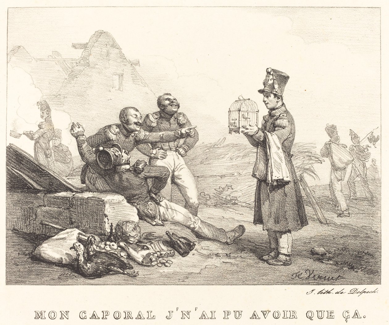 Mijn korporaal, ik kon alleen dit krijgen door Emile Jean Horace Vernet