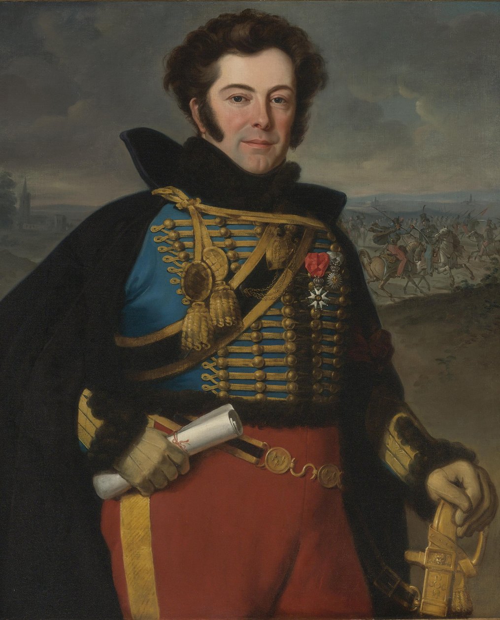 Portret van Auguste-Frédéric Bonamour, markies de Talhouët 1788-1842 door Emile Jean Horace Vernet