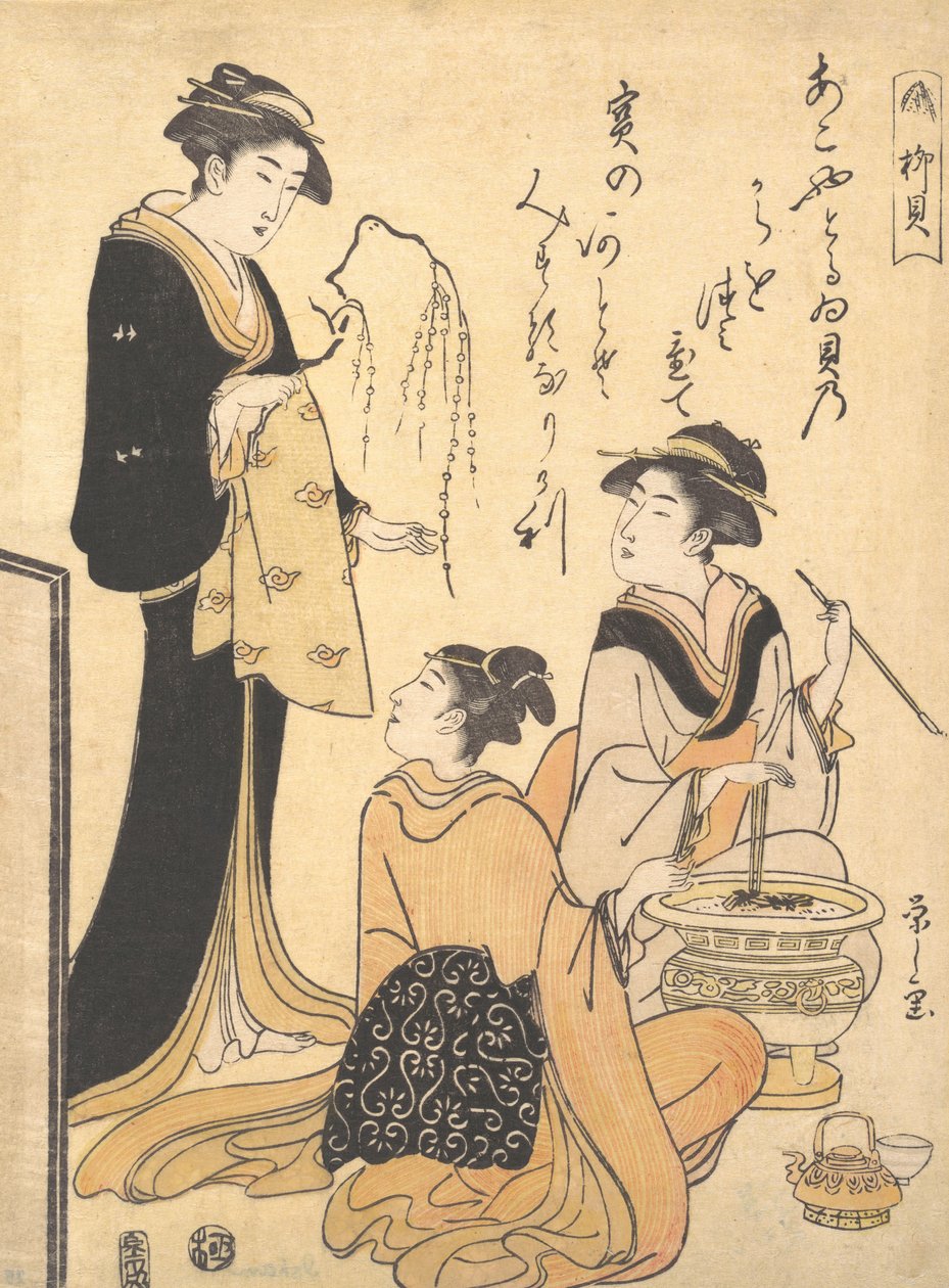 De Wilgenschil Yanagi-kai, uit een ongetitelde set van Schoonheidsprenten over het Thema van... door Hosoda Eishi