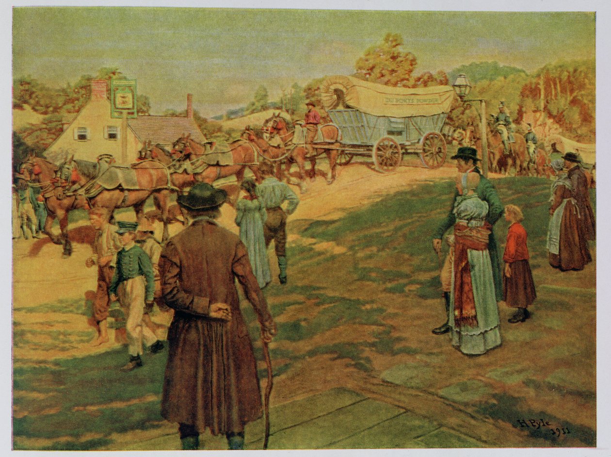 Poeder naar Perry brengen bij Lake Erie, 1911 door Howard Pyle