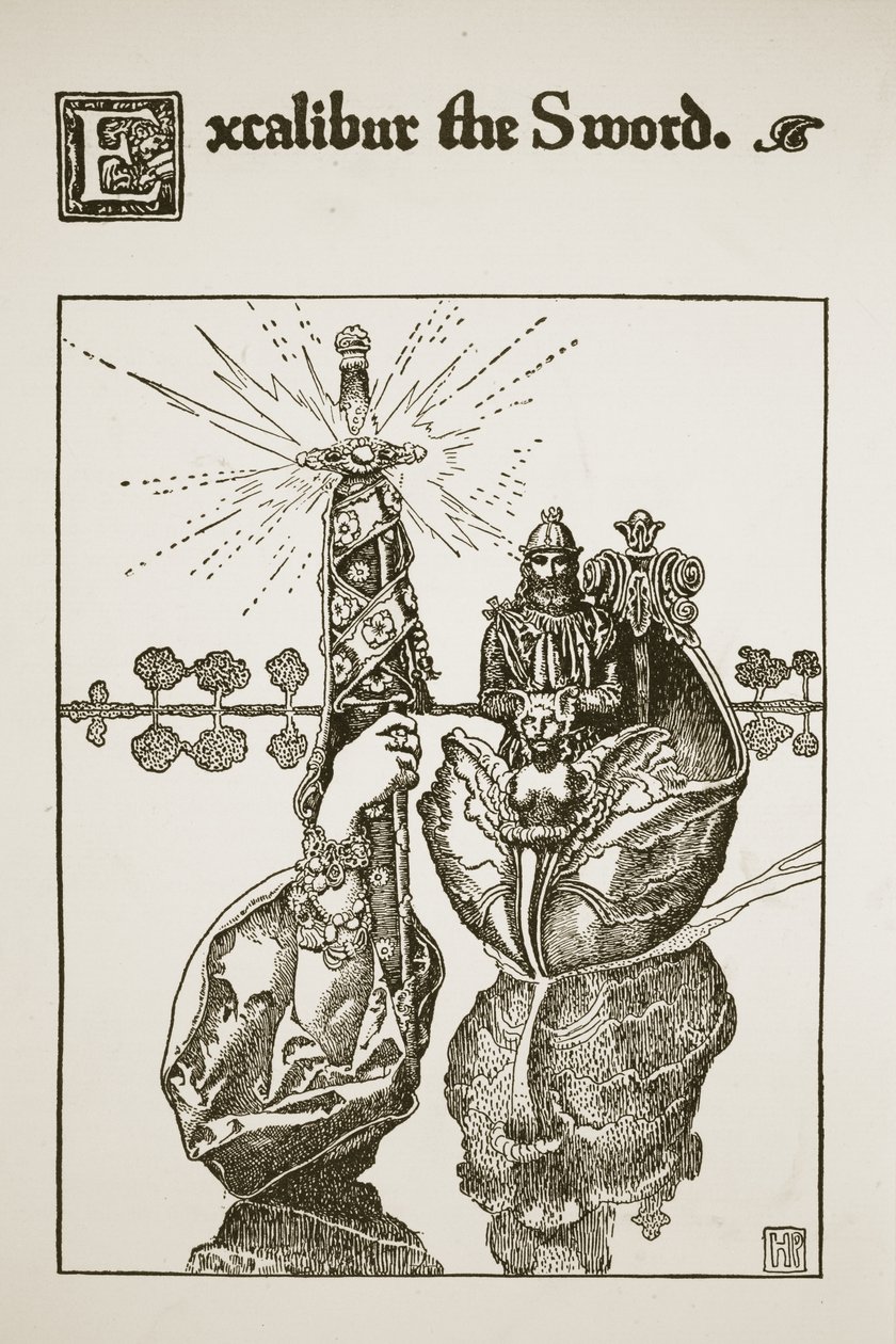 Excalibur het zwaard, illustratie uit 