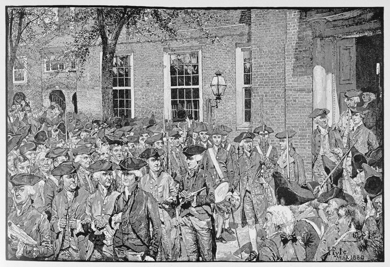 De eerste openbare lezing van de Onafhankelijkheidsverklaring, illustratie uit 