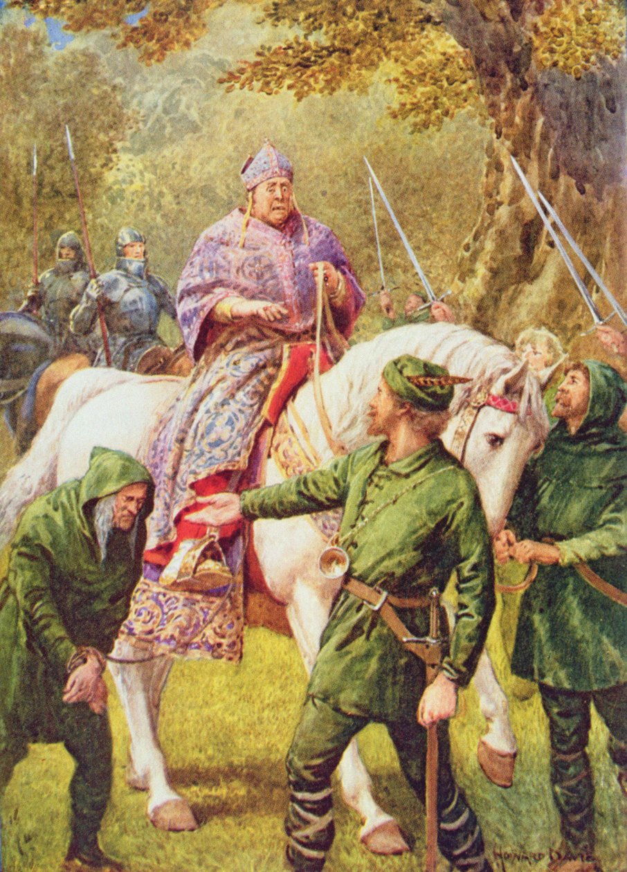 Robin Hood ontmoet de bisschop van Hereford, illustratie uit 