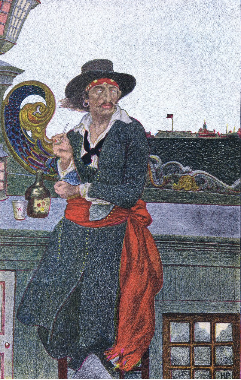 Kidd op het dek van de Adventure Galley, uit Howard Pyles Book of Pirates gepubliceerd door Harper & Bros, 1921 door Howard Pyle