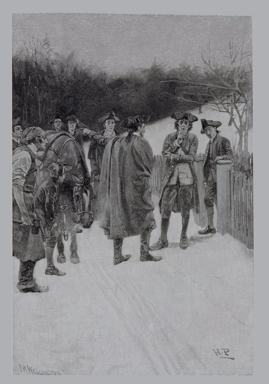 Paul Revere brengt nieuws aan Sullivan, gegraveerd door F.H. Wellington, illustratie uit 