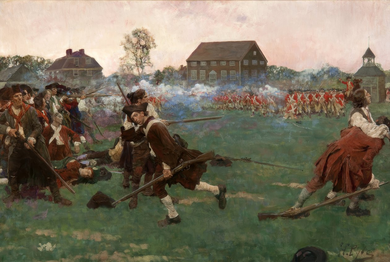 Het gevecht op Lexington, 19 april 1775 door Howard Pyle