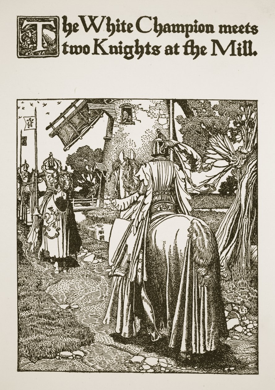 De Witte Kampioen ontmoet twee Ridders bij de Molen, illustratie uit 