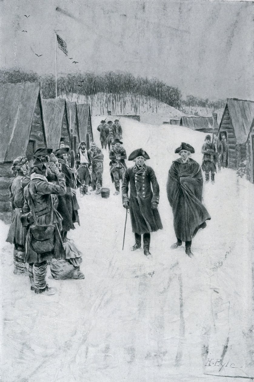 Washington en Steuben in Valley Forge, illustratie uit 