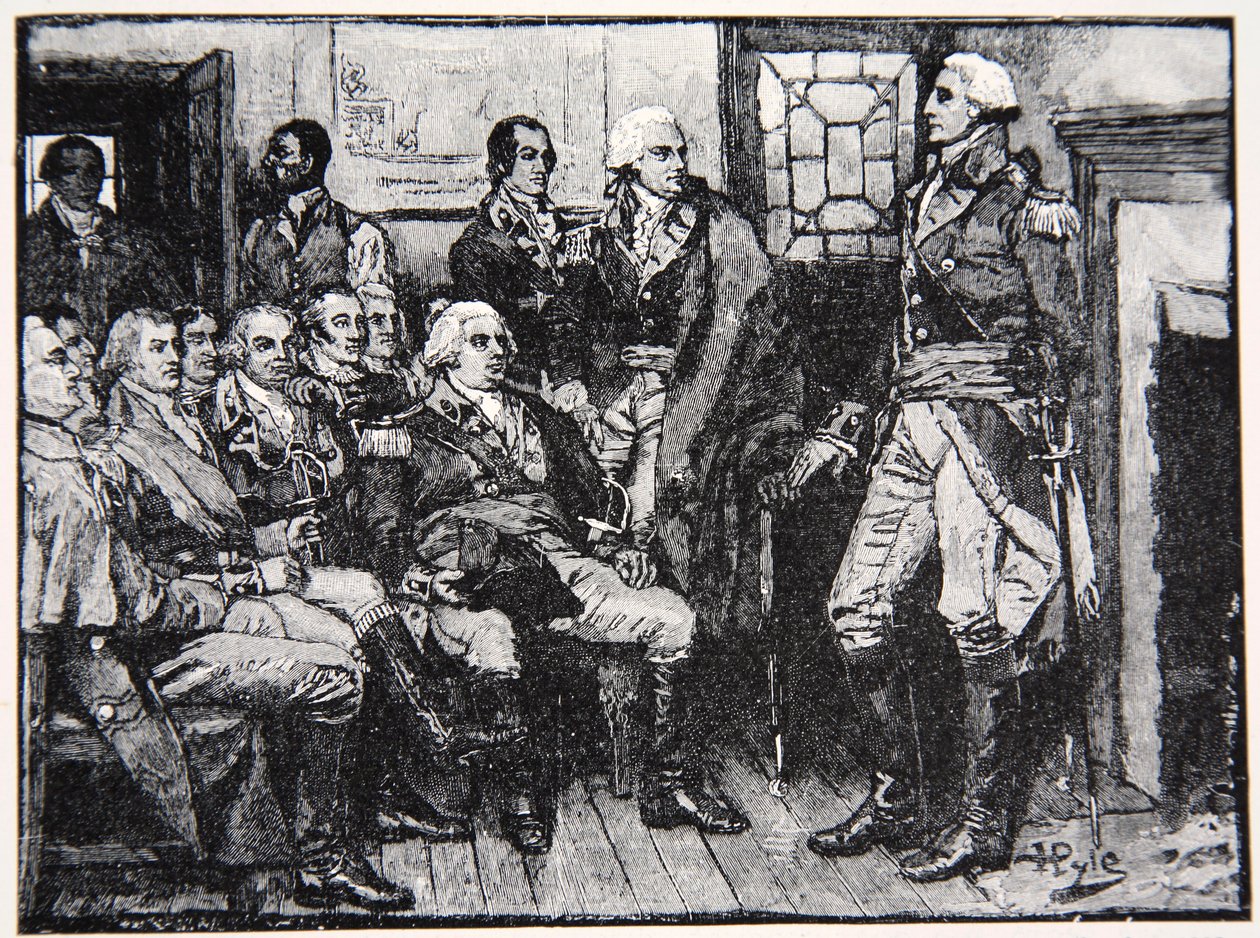 Washington en zijn Generaals in Overleg, 15 Maart 1783, illustratie uit Harper