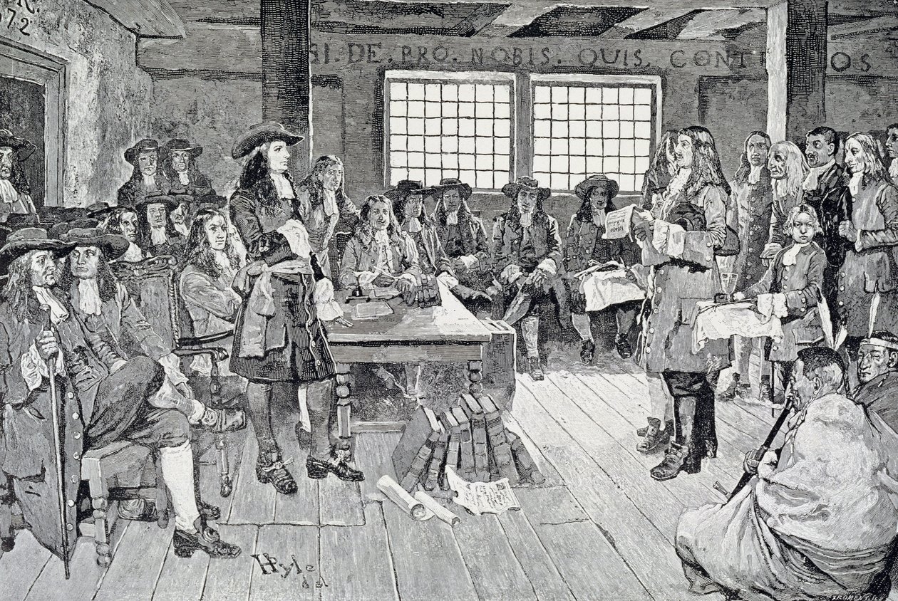 William Penn in overleg met de kolonisten, illustratie uit 