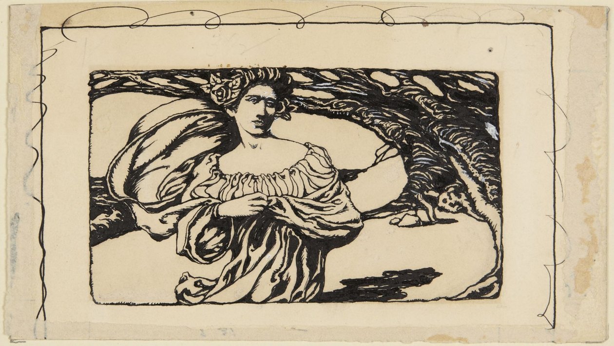 Vrouw en boom, illustratie voor Horatius door Howard Pyle