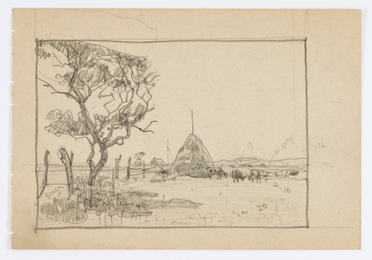 Zonder titel (Boom met Hayrick) door Howard Russell Butler