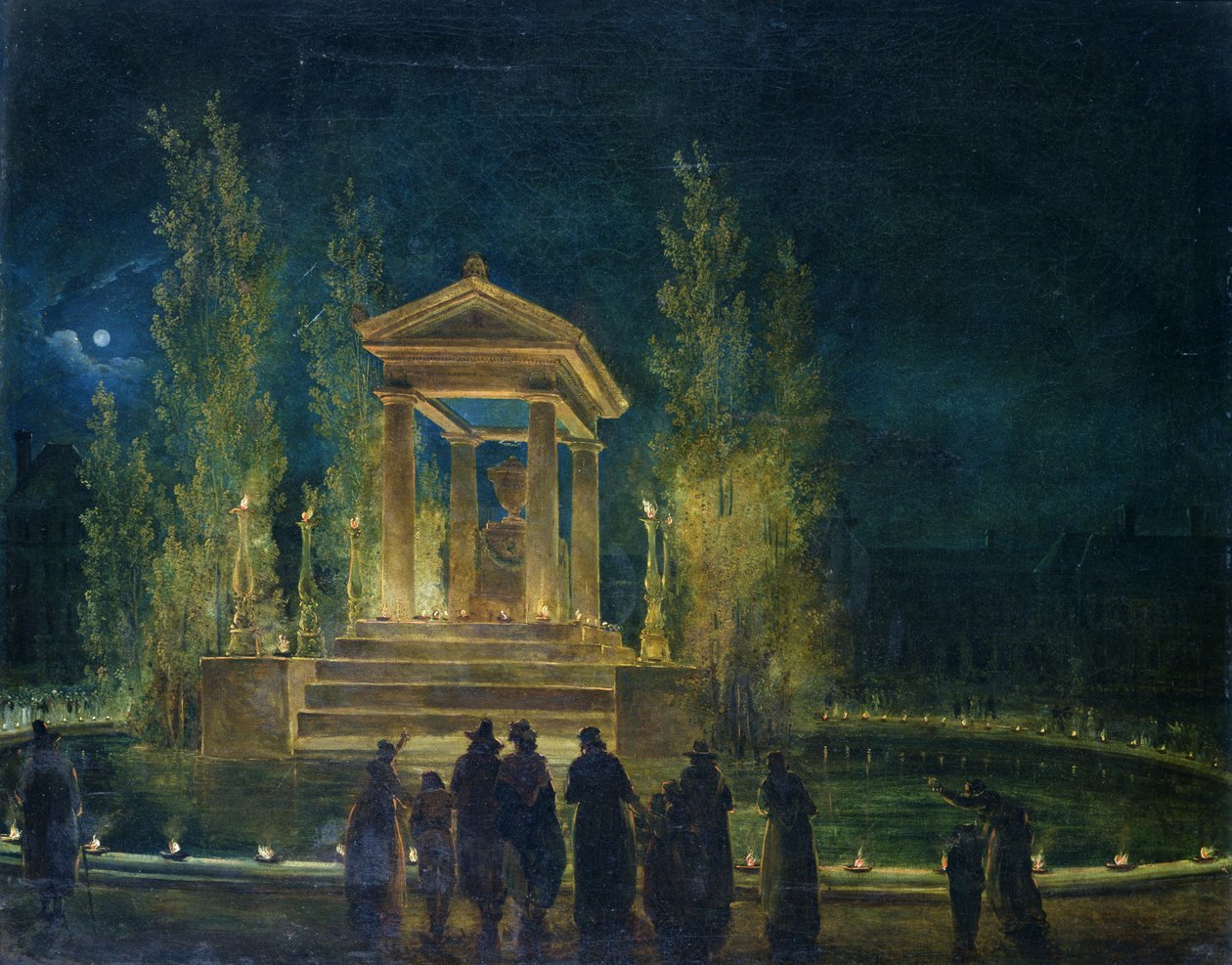 Het Cenotaaf van Jean Jacques Rousseau (1712-78) in de Tuilerieën, Parijs, 1794 door Hubert Robert