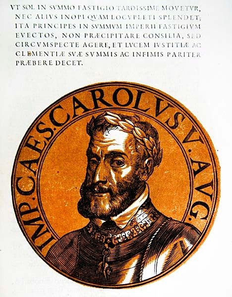 Medailleportret van Karel V, Heilige Roomse Keizer door Hubert (after) Goltzius