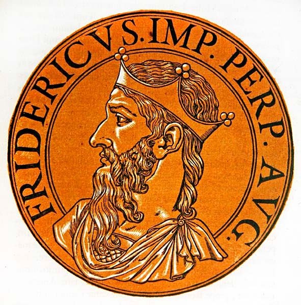 Medailleportret van Frederik I Barbarossa door Hubert (after) Goltzius
