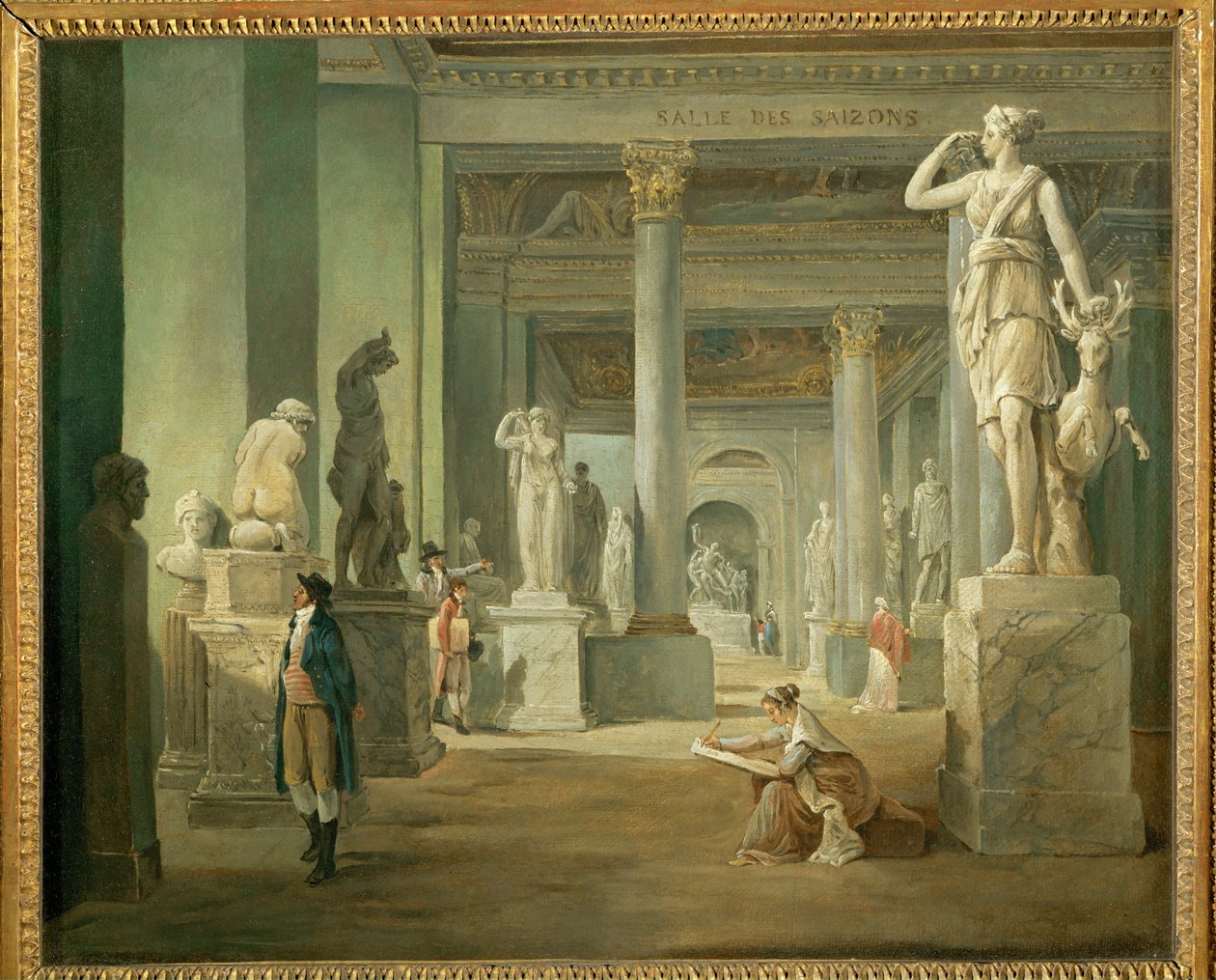 De zaal der seizoenen in het Louvre ... door Hubert (circle of) Robert