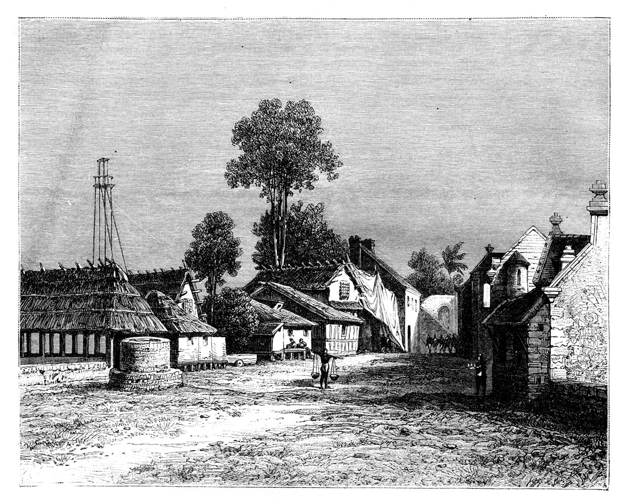 Een straat in Macassar, Celebes, Indonesië, 19e eeuw door Hubert Clerget