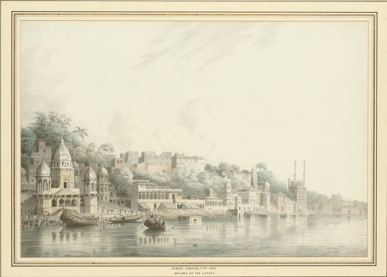 Benares aan de rivier de Ganges door Hubert Cornish