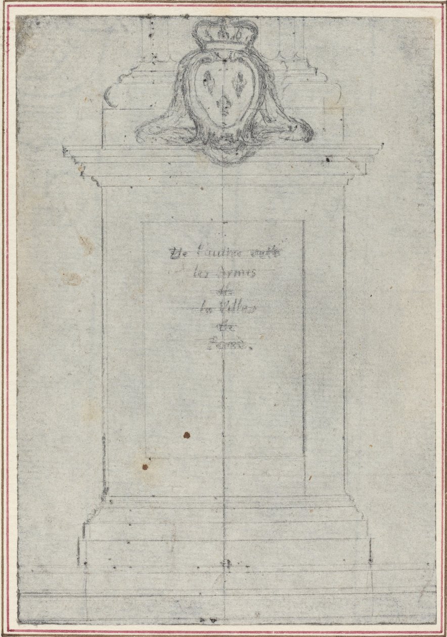 Een sokkel bekroond door de wapens van de koning van Frankrijk door Hubert Francois Gravelot