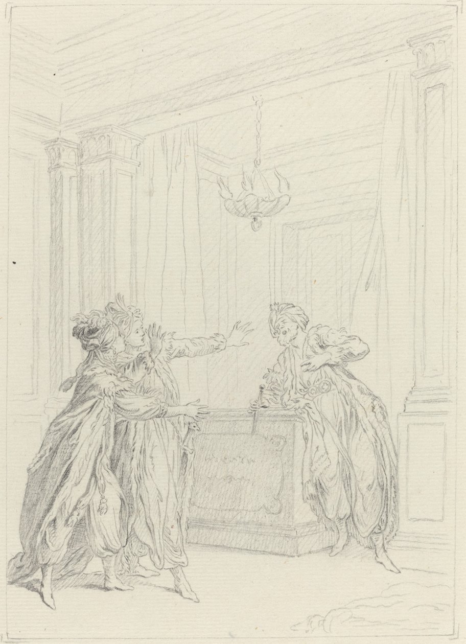 Calmine, quel objet vient Effrayer ma vue? door Hubert Francois Gravelot
