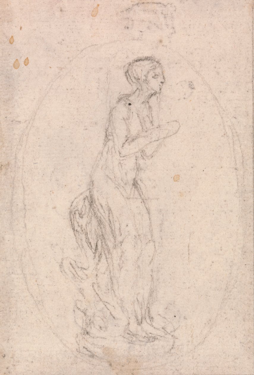 Ontwerp voor een medaillon: figuur van een vrouw door Hubert Francois Gravelot