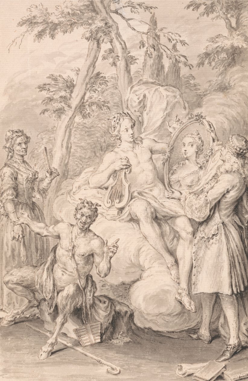 Tekening voor een frontispice: "De Toast" door Hubert Francois Gravelot