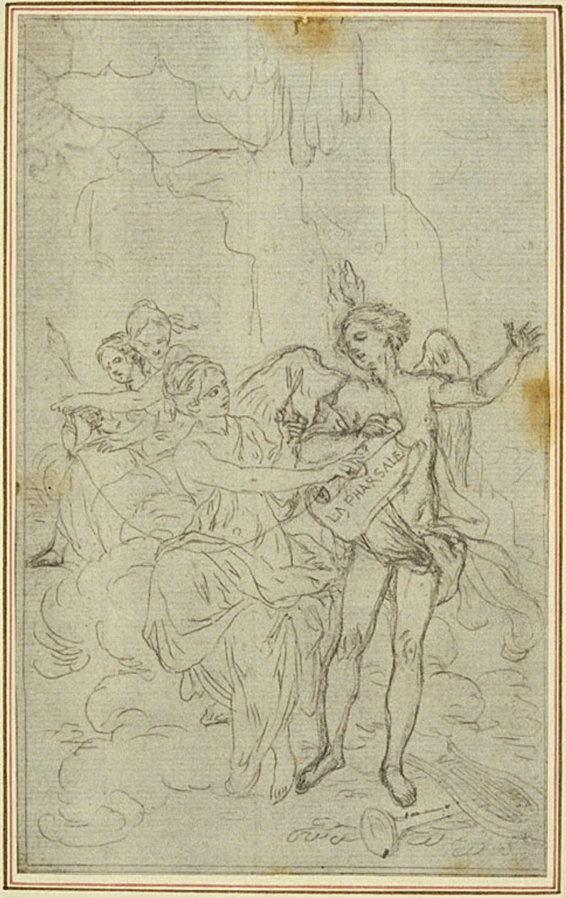 Studie: Vignet-Frontispiece voor "La Pharsale" van Lucain door Hubert Francois Gravelot