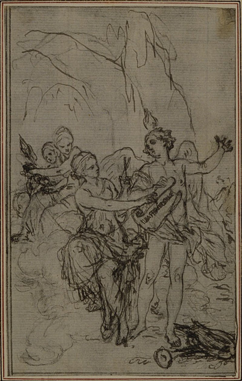 Studie: Vignet-Frontispiece voor "La Pharsale" van Lucain door Hubert Francois Gravelot