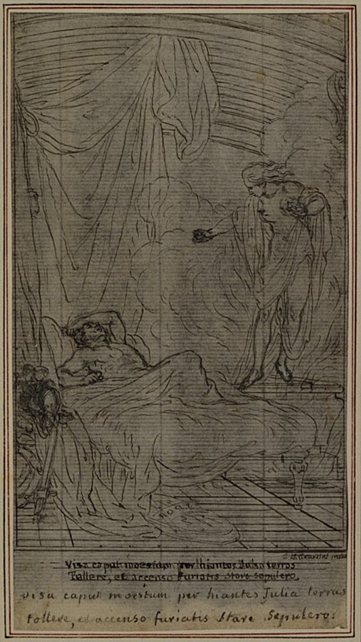 Studie voor Lucains "La Pharsale", Canto III door Hubert Francois Gravelot
