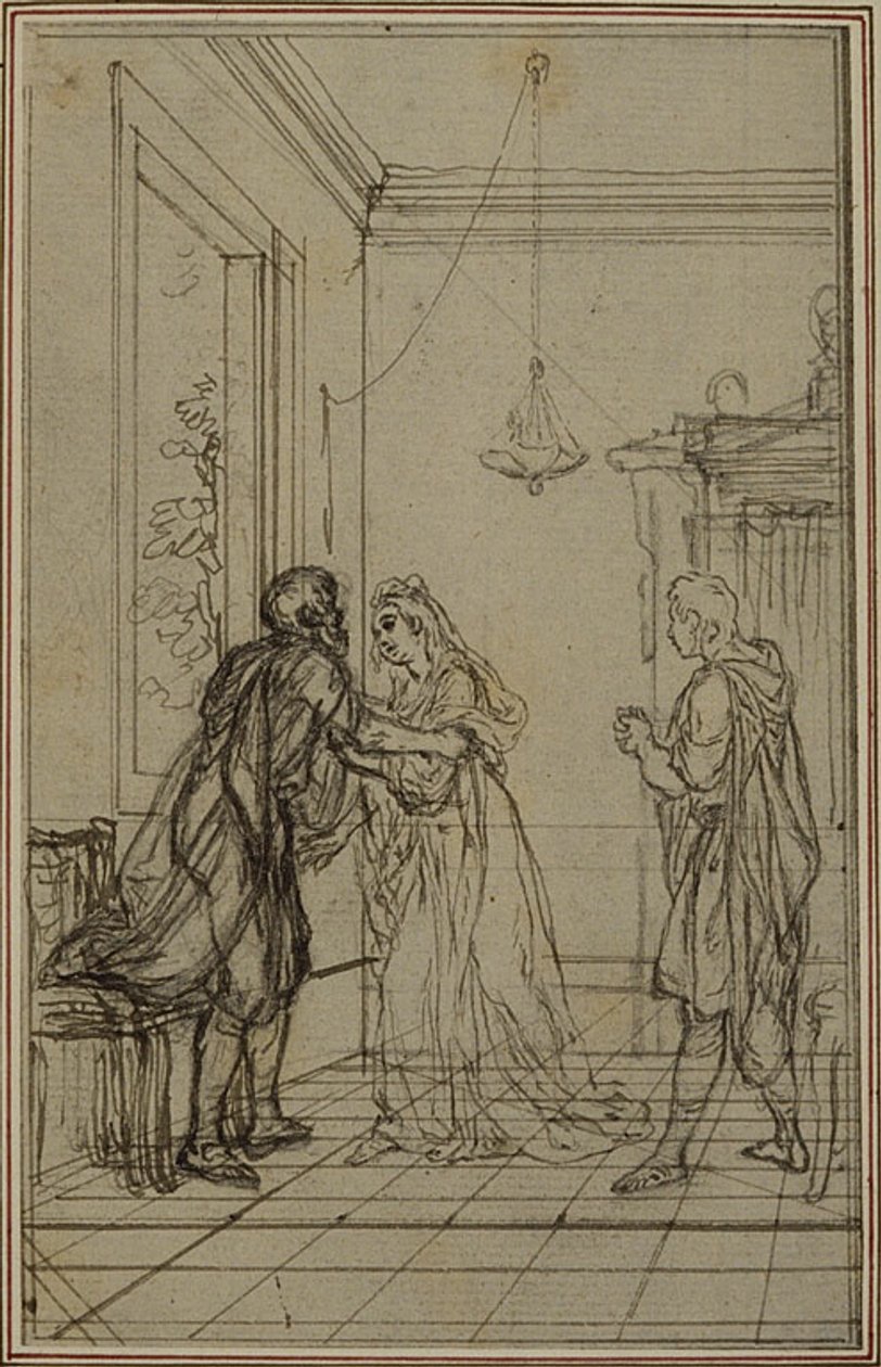 Studie voor Lucains "La Pharsale", Canto II door Hubert Francois Gravelot